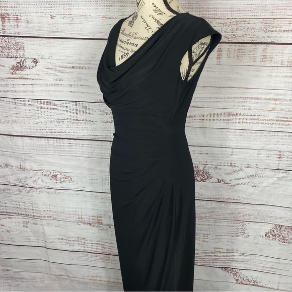 Lauren Ralph Lauren black scoop neck bodycon size 4‎ midi dress - Picture 5 of 10